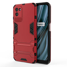 Custodia Silicone e Plastica Opaca Cover con Supporto KC1 per Realme V11 5G Rosso