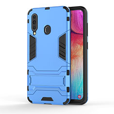 Custodia Silicone e Plastica Opaca Cover con Supporto KC1 per Samsung Galaxy A60 Cielo Blu