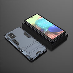 Custodia Silicone e Plastica Opaca Cover con Supporto KC1 per Samsung Galaxy A71 4G A715 Blu
