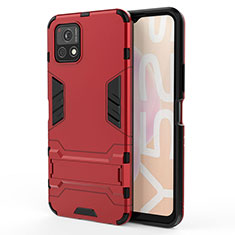 Custodia Silicone e Plastica Opaca Cover con Supporto KC1 per Vivo Y31s 5G Rosso