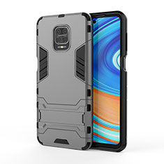 Custodia Silicone e Plastica Opaca Cover con Supporto KC1 per Xiaomi Redmi Note 9 Pro Grigio