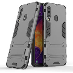 Custodia Silicone e Plastica Opaca Cover con Supporto KC2 per Samsung Galaxy A60 Grigio