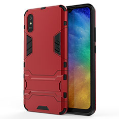 Custodia Silicone e Plastica Opaca Cover con Supporto KC2 per Xiaomi Redmi 9A Rosso