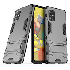 Custodia Silicone e Plastica Opaca Cover con Supporto KC3 per Samsung Galaxy A51 5G Grigio