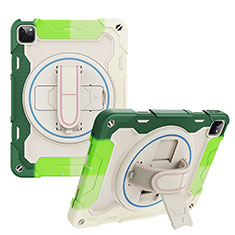 Custodia Silicone e Plastica Opaca Cover con Supporto L01 per Apple iPad Pro 11 (2022) Verde