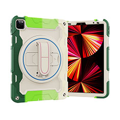Custodia Silicone e Plastica Opaca Cover con Supporto L03 per Apple iPad Pro 11 (2022) Verde