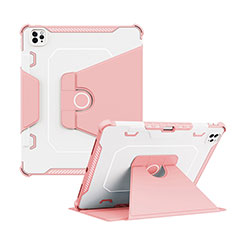 Custodia Silicone e Plastica Opaca Cover con Supporto L04 per Apple iPad Pro 12.9 (2021) Rosa