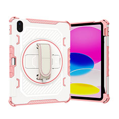 Custodia Silicone e Plastica Opaca Cover con Supporto L06 per Apple iPad 10.9 (2022) Oro Rosa