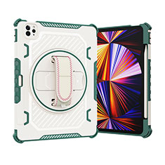 Custodia Silicone e Plastica Opaca Cover con Supporto L07 per Apple iPad Pro 11 (2022) Verde