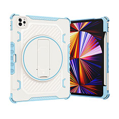 Custodia Silicone e Plastica Opaca Cover con Supporto L09 per Apple iPad Pro 11 (2021) Blu