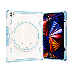 Custodia Silicone e Plastica Opaca Cover con Supporto L09 per Apple iPad Pro 12.9 (2021) Blu
