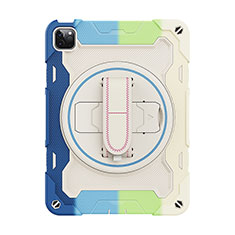 Custodia Silicone e Plastica Opaca Cover con Supporto L11 per Apple iPad Pro 11 (2021) Blu