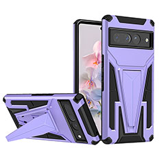 Custodia Silicone e Plastica Opaca Cover con Supporto MQ1 per Google Pixel 7 Pro 5G Viola