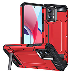 Custodia Silicone e Plastica Opaca Cover con Supporto MQ1 per Motorola Moto G 5G (2023) Rosso
