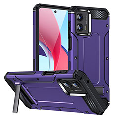 Custodia Silicone e Plastica Opaca Cover con Supporto MQ1 per Motorola Moto G 5G (2023) Viola