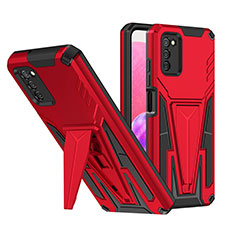 Custodia Silicone e Plastica Opaca Cover con Supporto MQ1 per Samsung Galaxy A02s Rosso