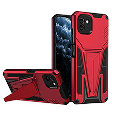 Custodia Silicone e Plastica Opaca Cover con Supporto MQ1 per Samsung Galaxy A03 Rosso
