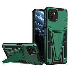 Custodia Silicone e Plastica Opaca Cover con Supporto MQ1 per Samsung Galaxy A03 Verde