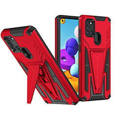 Custodia Silicone e Plastica Opaca Cover con Supporto MQ1 per Samsung Galaxy A21 Rosso