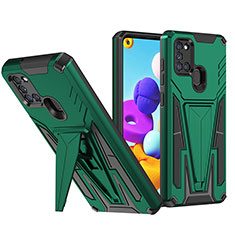 Custodia Silicone e Plastica Opaca Cover con Supporto MQ1 per Samsung Galaxy A21 Verde