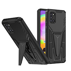 Custodia Silicone e Plastica Opaca Cover con Supporto MQ1 per Samsung Galaxy A31 Nero