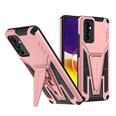 Custodia Silicone e Plastica Opaca Cover con Supporto MQ1 per Samsung Galaxy A34 5G Oro Rosa