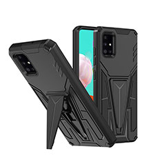 Custodia Silicone e Plastica Opaca Cover con Supporto MQ1 per Samsung Galaxy A51 4G Nero