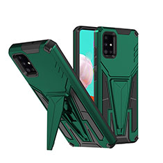 Custodia Silicone e Plastica Opaca Cover con Supporto MQ1 per Samsung Galaxy A51 4G Verde