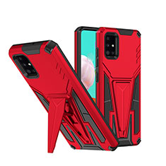 Custodia Silicone e Plastica Opaca Cover con Supporto MQ1 per Samsung Galaxy A51 5G Rosso