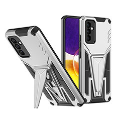 Custodia Silicone e Plastica Opaca Cover con Supporto MQ1 per Samsung Galaxy A54 5G Argento