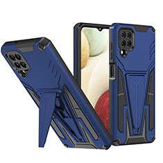 Custodia Silicone e Plastica Opaca Cover con Supporto MQ1 per Samsung Galaxy F12 Blu