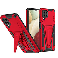 Custodia Silicone e Plastica Opaca Cover con Supporto MQ1 per Samsung Galaxy F12 Rosso