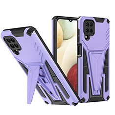 Custodia Silicone e Plastica Opaca Cover con Supporto MQ1 per Samsung Galaxy F12 Viola