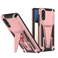 Custodia Silicone e Plastica Opaca Cover con Supporto MQ1 per Samsung Galaxy M02 Oro Rosa