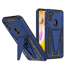 Custodia Silicone e Plastica Opaca Cover con Supporto MQ1 per Samsung Galaxy M11 Blu