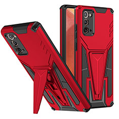 Custodia Silicone e Plastica Opaca Cover con Supporto MQ1 per Samsung Galaxy Note 20 5G Rosso