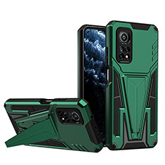 Custodia Silicone e Plastica Opaca Cover con Supporto MQ1 per Xiaomi Mi 10T 5G Verde