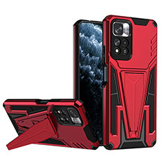 Custodia Silicone e Plastica Opaca Cover con Supporto MQ1 per Xiaomi Mi 11i 5G (2022) Rosso