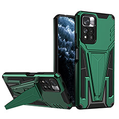 Custodia Silicone e Plastica Opaca Cover con Supporto MQ1 per Xiaomi Mi 11i 5G (2022) Verde