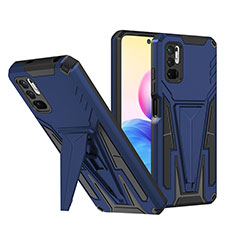 Custodia Silicone e Plastica Opaca Cover con Supporto MQ1 per Xiaomi POCO M3 Pro 5G Blu