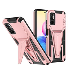 Custodia Silicone e Plastica Opaca Cover con Supporto MQ1 per Xiaomi POCO M3 Pro 5G Oro Rosa