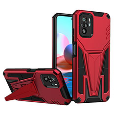 Custodia Silicone e Plastica Opaca Cover con Supporto MQ1 per Xiaomi Poco M5S Rosso