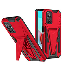 Custodia Silicone e Plastica Opaca Cover con Supporto MQ1 per Xiaomi Redmi 10 4G Rosso