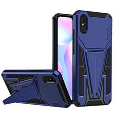 Custodia Silicone e Plastica Opaca Cover con Supporto MQ1 per Xiaomi Redmi 9A Blu