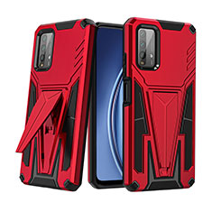 Custodia Silicone e Plastica Opaca Cover con Supporto MQ1 per Xiaomi Redmi 9T 4G Rosso