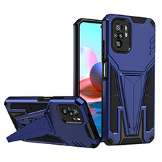 Custodia Silicone e Plastica Opaca Cover con Supporto MQ1 per Xiaomi Redmi Note 10 4G Blu