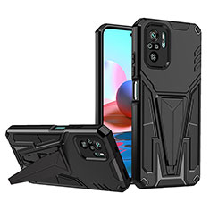 Custodia Silicone e Plastica Opaca Cover con Supporto MQ1 per Xiaomi Redmi Note 10S 4G Nero