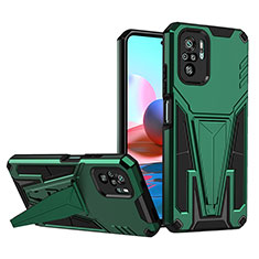 Custodia Silicone e Plastica Opaca Cover con Supporto MQ1 per Xiaomi Redmi Note 10S 4G Verde