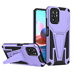 Custodia Silicone e Plastica Opaca Cover con Supporto MQ1 per Xiaomi Redmi Note 10S 4G Viola