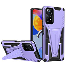 Custodia Silicone e Plastica Opaca Cover con Supporto MQ1 per Xiaomi Redmi Note 11 Pro 4G Viola